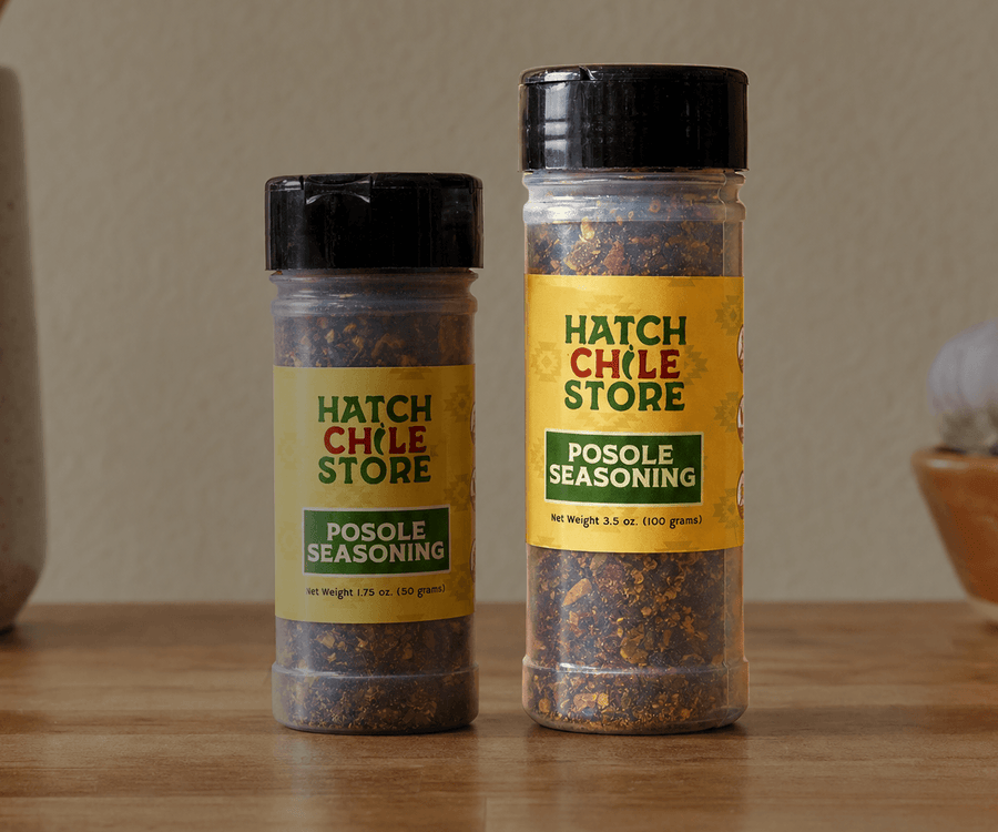 Hatch Chile Store Posole Seasoning shaker jars in 1.75 oz and 3.5 oz sizes