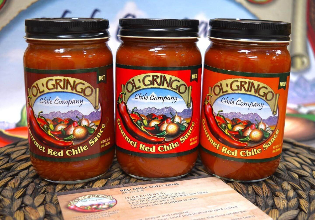 Ol' Gringo Red Chile Sauce in Hot, Medium and Mild heat levels