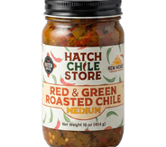 Hatch red and green roasted chile, medium — 16 oz jar of New Mexico red & green chile