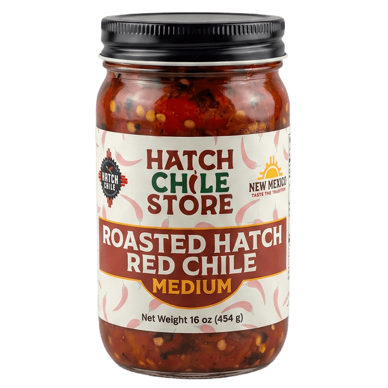 Roasted Hatch red chile, medium — 16 oz jar of New Mexico red chile