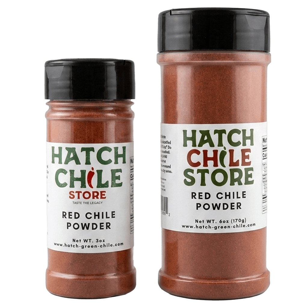 Hatch red chile powder in 3 oz and 6 oz shaker bottles