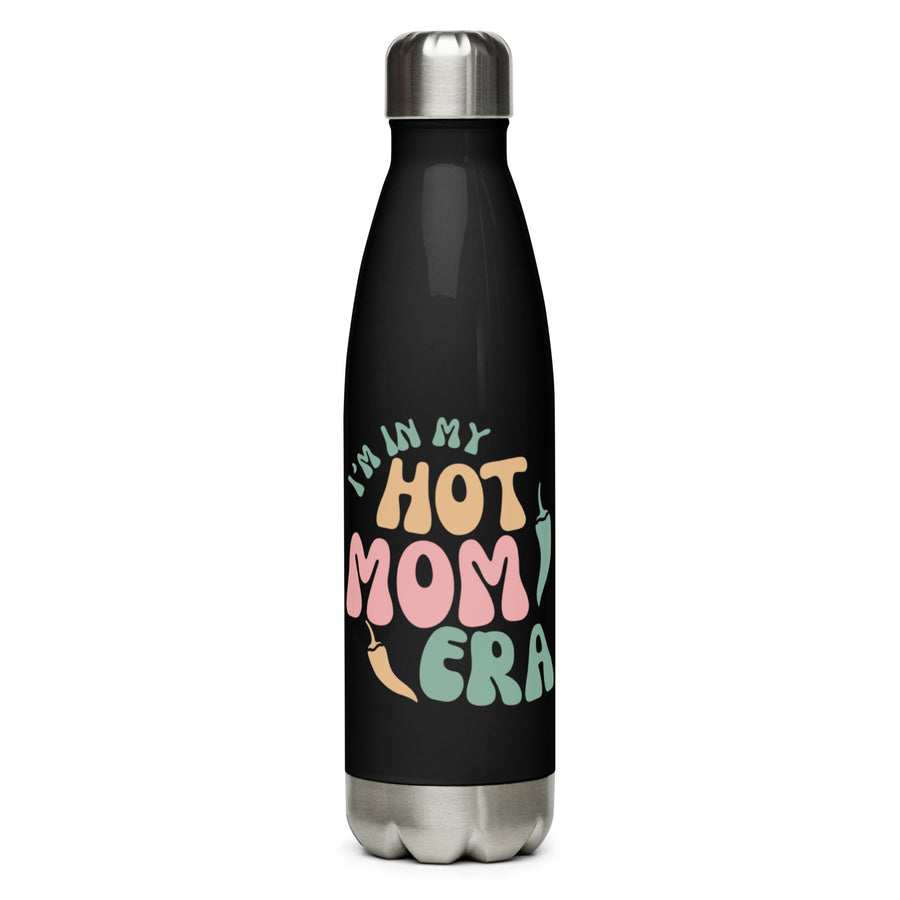 Era Water Bottle — stainless steel water bottle, 17 oz in black, front view
