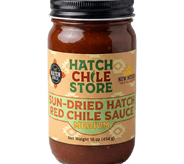 Sun-dried Hatch red chile sauce, medium — 16 oz jar of New Mexico red chile