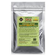 Back label of freeze dried Hatch green chile pouch with rehydration directions