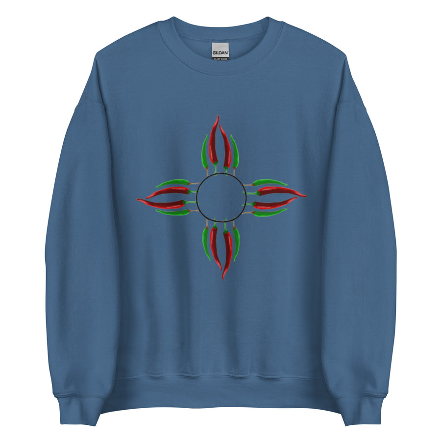 Chile Zia Sweatshirt — crew neck sweatshirt in indigo blue, front view
