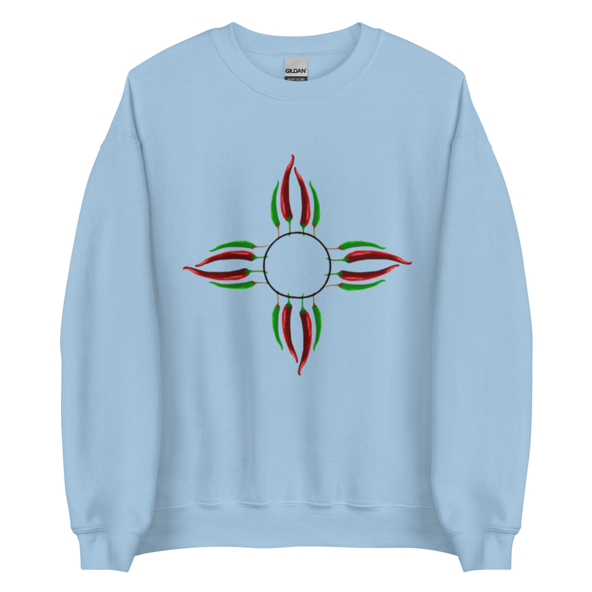Chile Zia Sweatshirt — crew neck sweatshirt in light blue, front view