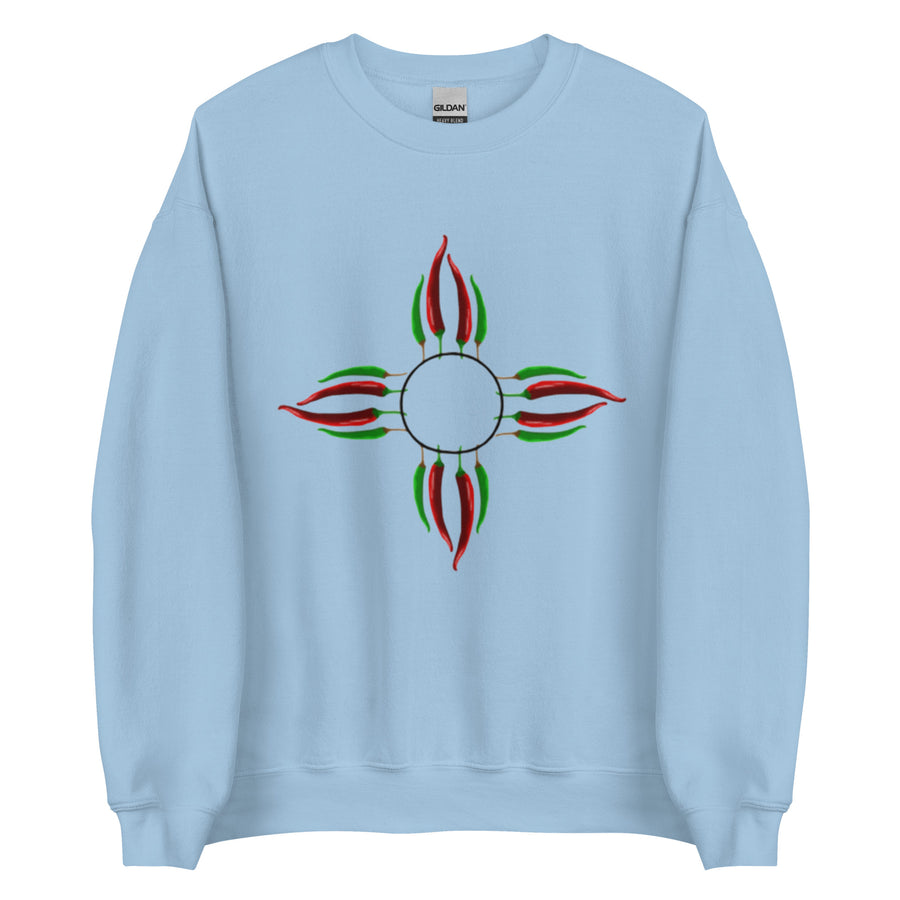 Chile Zia Sweatshirt — crew neck sweatshirt in light blue, front view