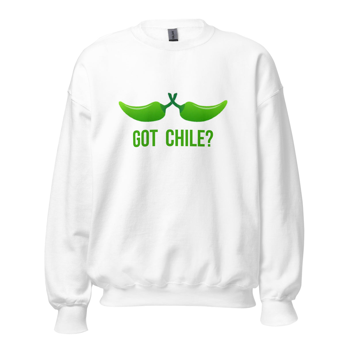 Got Chile? Sweatshirt — crew neck sweatshirt in white, front view