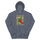 Red & Green Hoodie — unisex hoodie in heather sport dark navy, front view