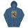 Red & Green Hoodie — unisex hoodie in indigo blue, front view