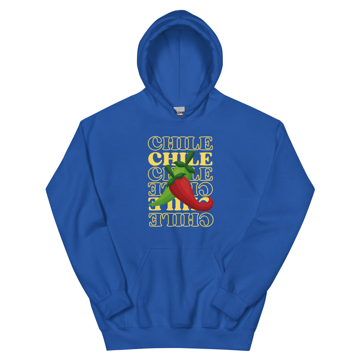 Red & Green Hoodie — unisex hoodie in royal, front view