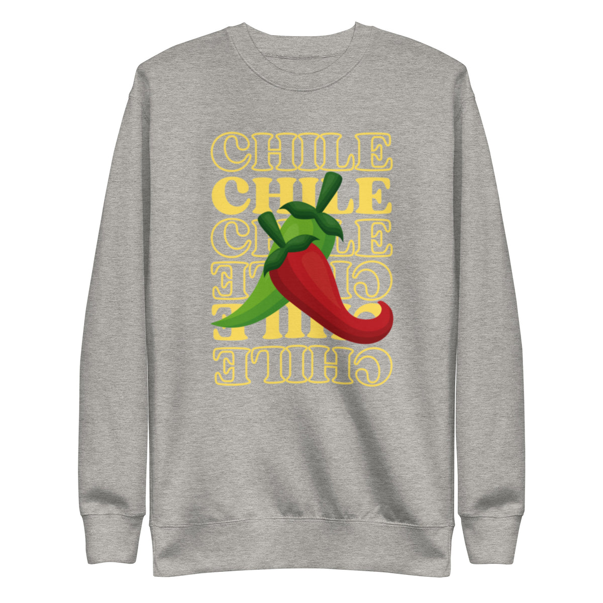 Red & Green Sweatshirt — unisex sweatshirt in carbon grey, front view