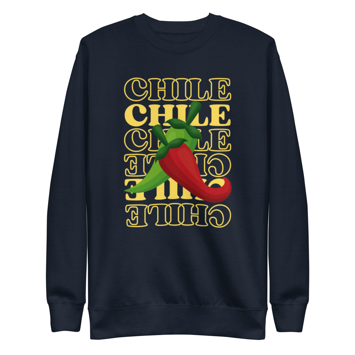 Red & Green Sweatshirt — unisex sweatshirt in navy blazer, front view