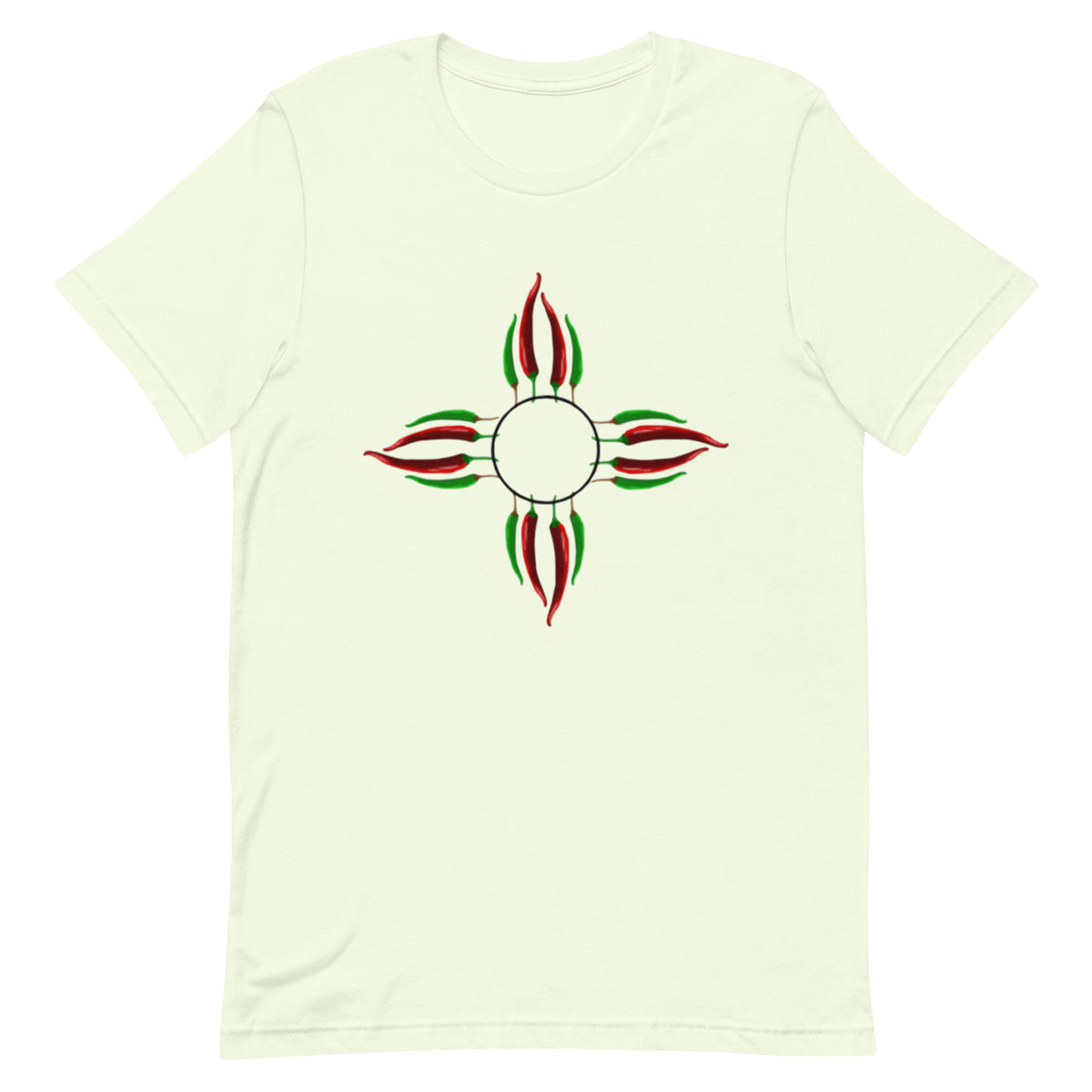 Chile Zia Shirt — unisex t-shirt in citron, front view