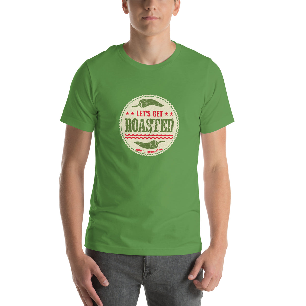 Get Roasted T-Shirt — unisex t-shirt in leaf, front view