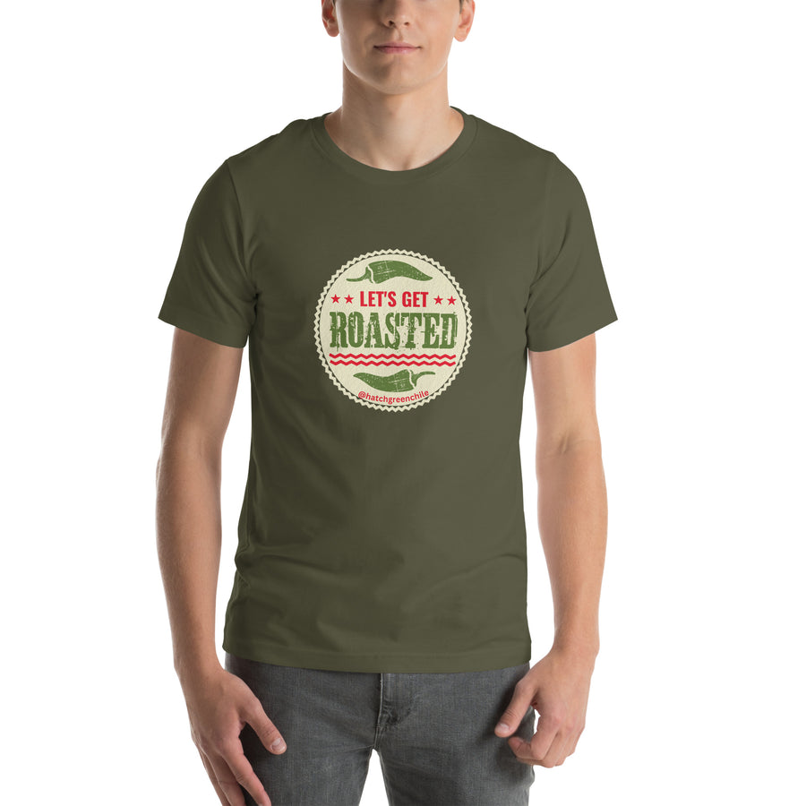 Get Roasted T-Shirt — unisex t-shirt in military green, front view