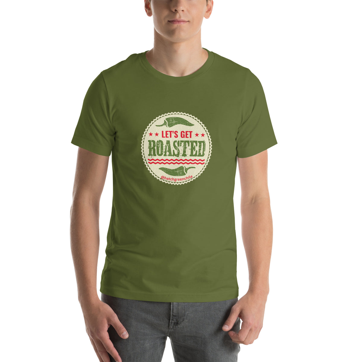 Get Roasted T-Shirt — unisex t-shirt in olive, front view