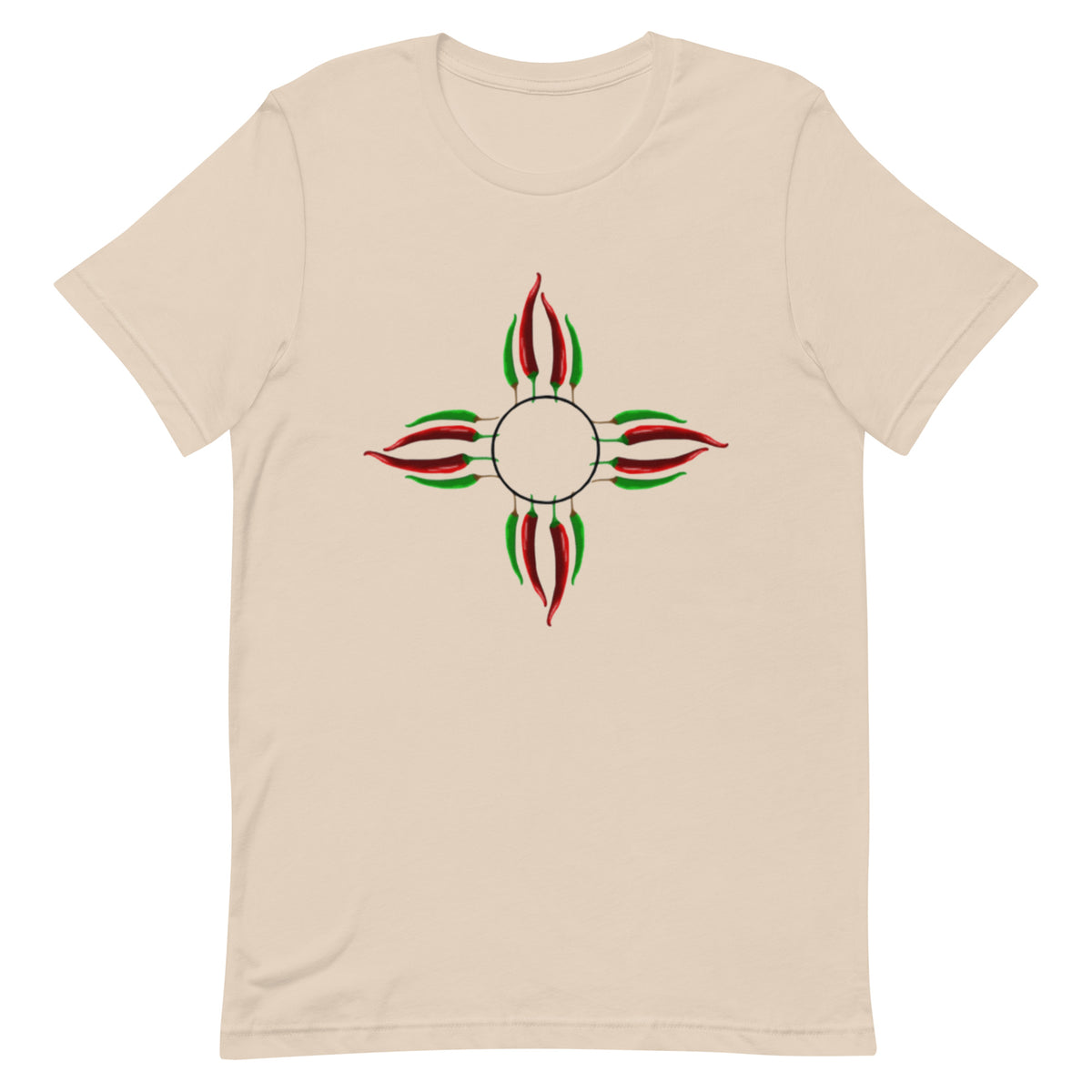 Chile Zia Shirt — unisex t-shirt in soft cream, front view