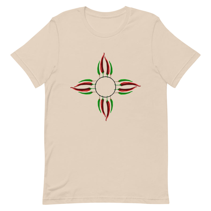 Chile Zia Shirt — unisex t-shirt in soft cream, front view