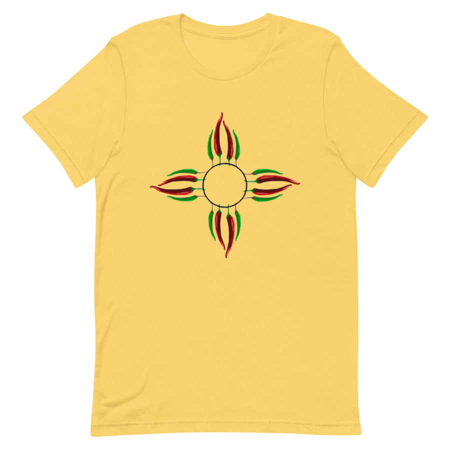 Chile Zia Shirt — unisex t-shirt in yellow, front view