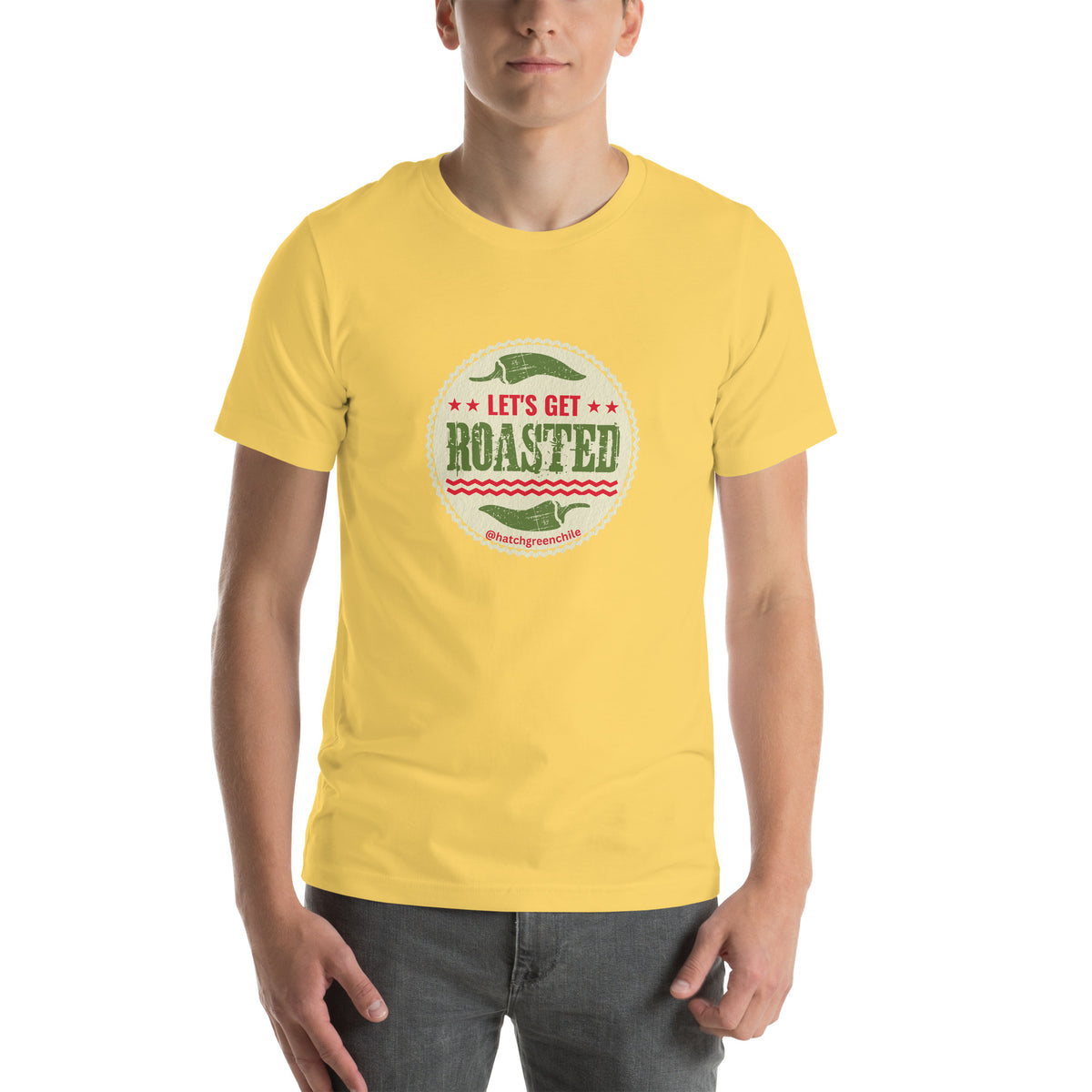 Get Roasted T-Shirt — unisex t-shirt in yellow, front view