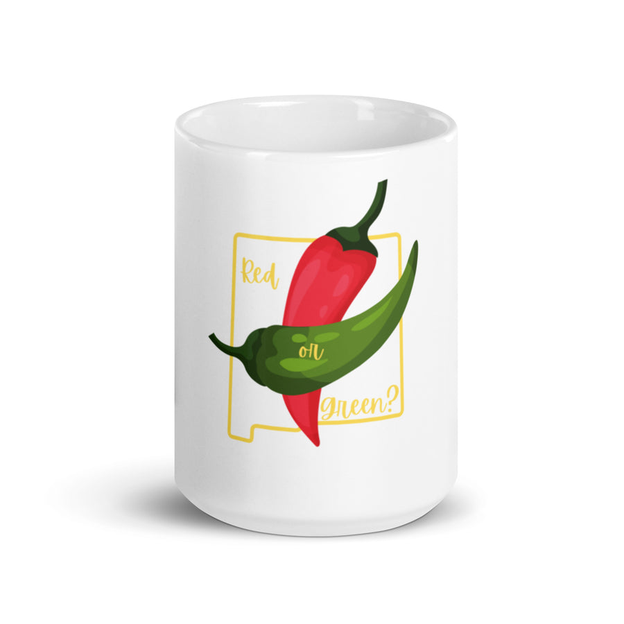State Question Coffee Mug — glossy ceramic mug, 15 oz in white, front view