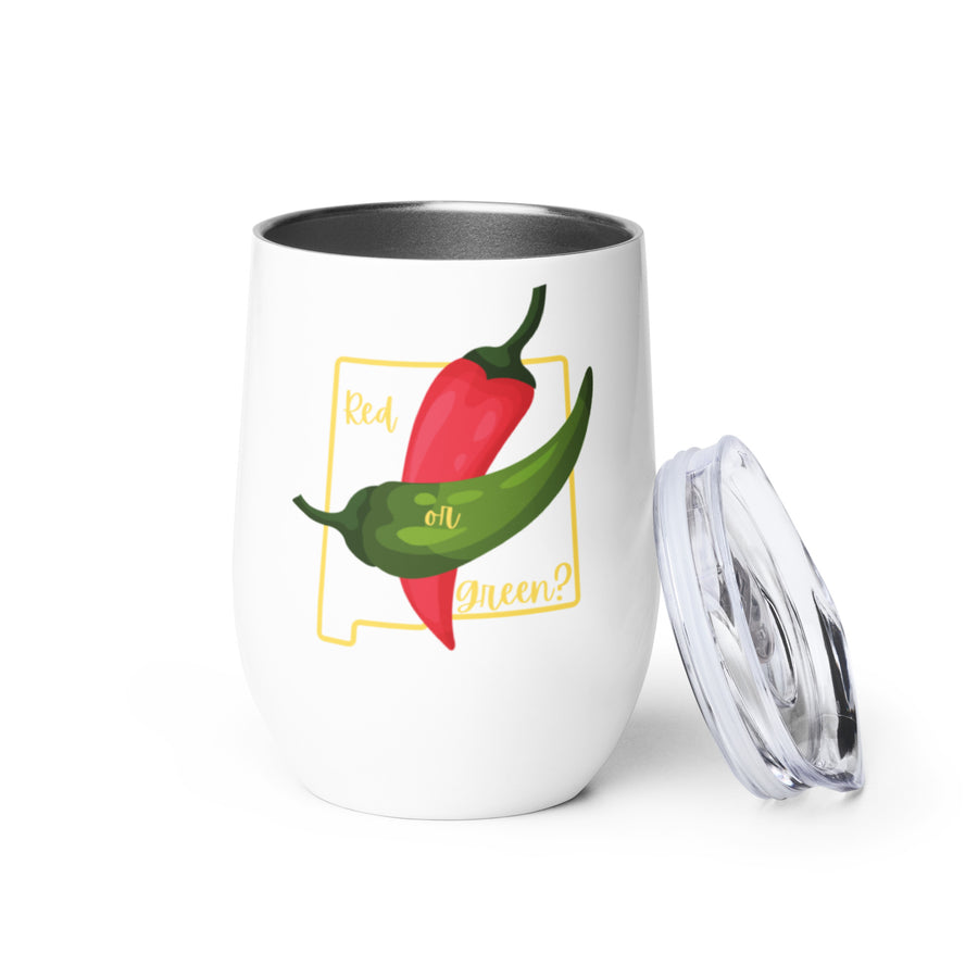 State Question Wine Tumbler — wine tumbler in white, front view