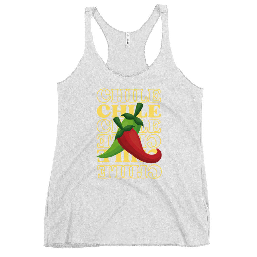 Red & Green Women's Tank — women's racerback tank top in heather white, front view
