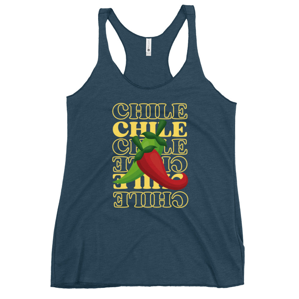 Red & Green Women's Tank — women's racerback tank top in indigo, front view