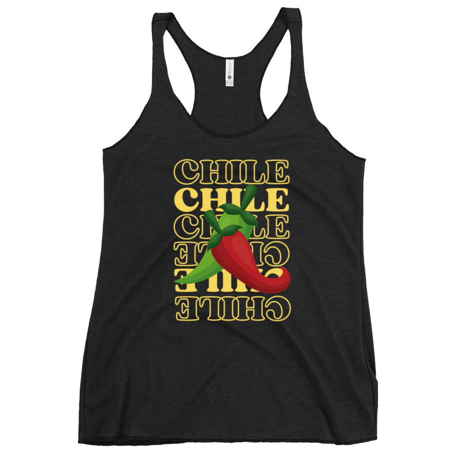 Red & Green Women's Tank — women's racerback tank top in vintage black, front view
