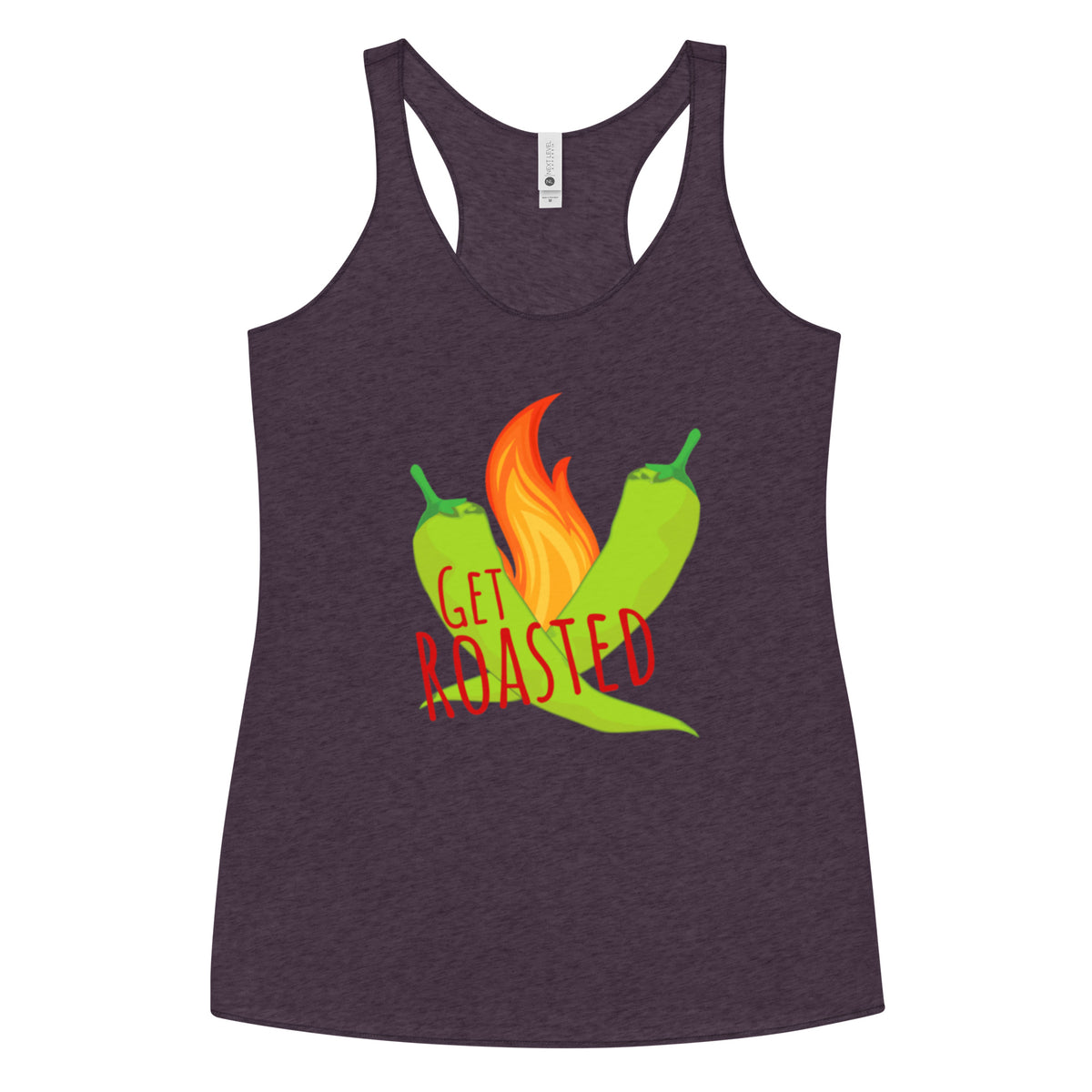Get Roasted Women's Tank — women's racerback tank top in vintage purple, front view
