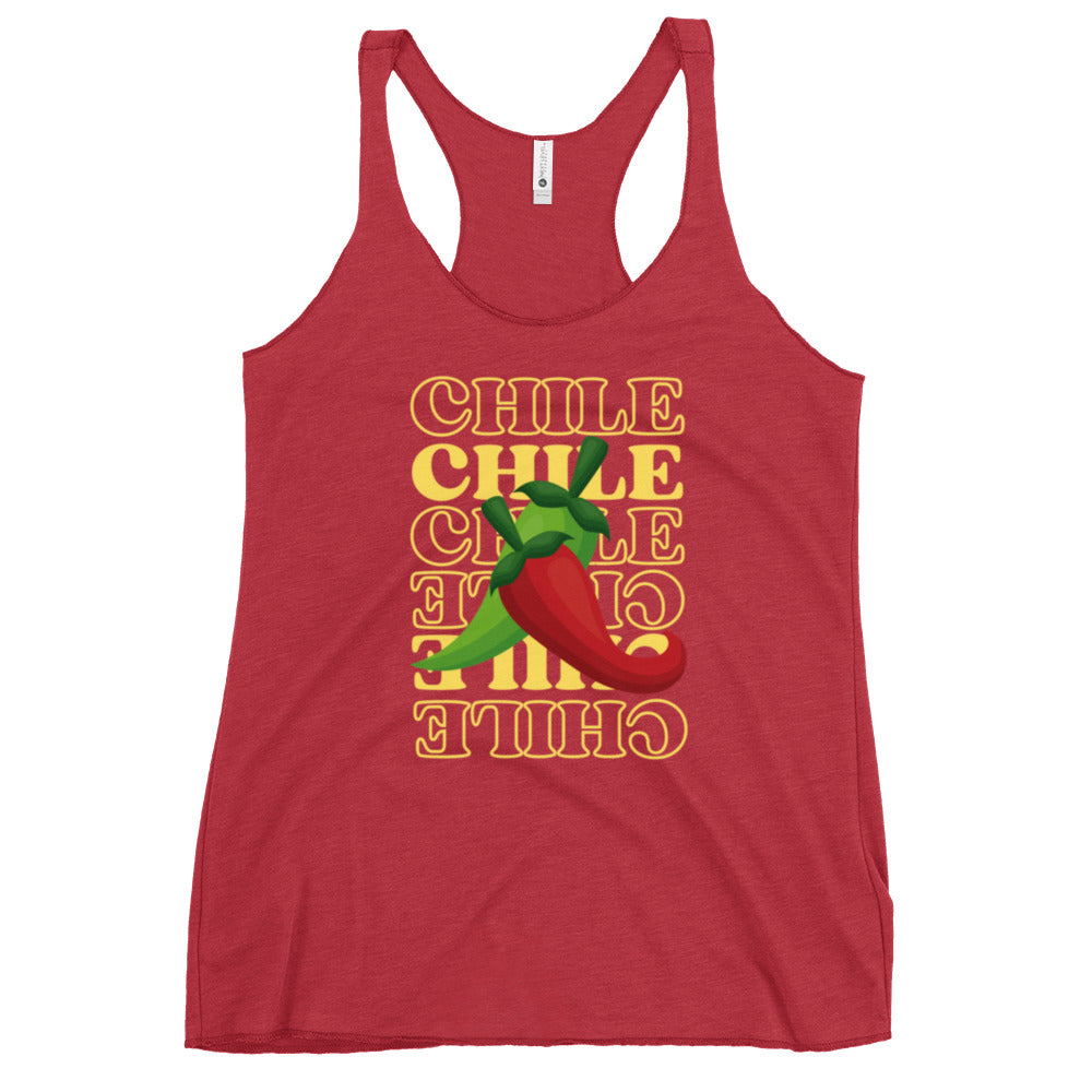 Red & Green Women's Tank — women's racerback tank top in vintage red, front view