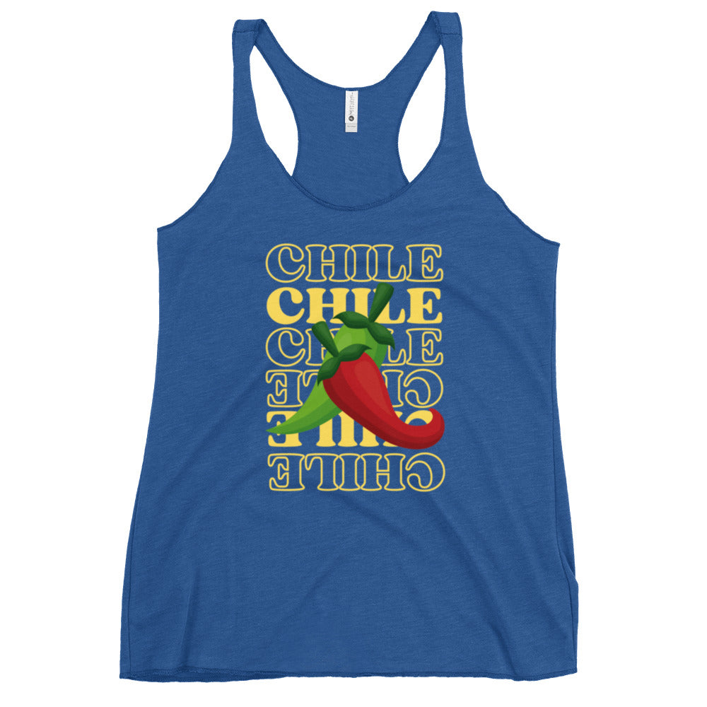 Red & Green Women's Tank — women's racerback tank top in vintage royal, front view