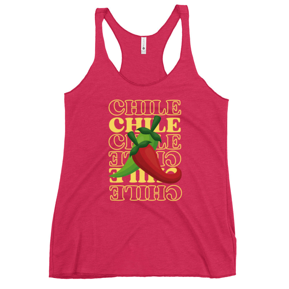 Red & Green Women's Tank — women's racerback tank top in vintage shocking pink, front view