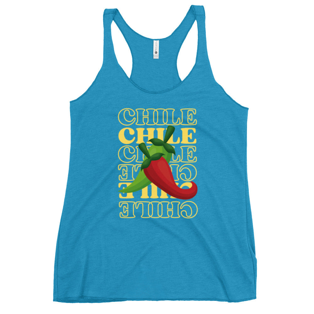 Red & Green Women's Tank — women's racerback tank top in vintage turquoise, front view