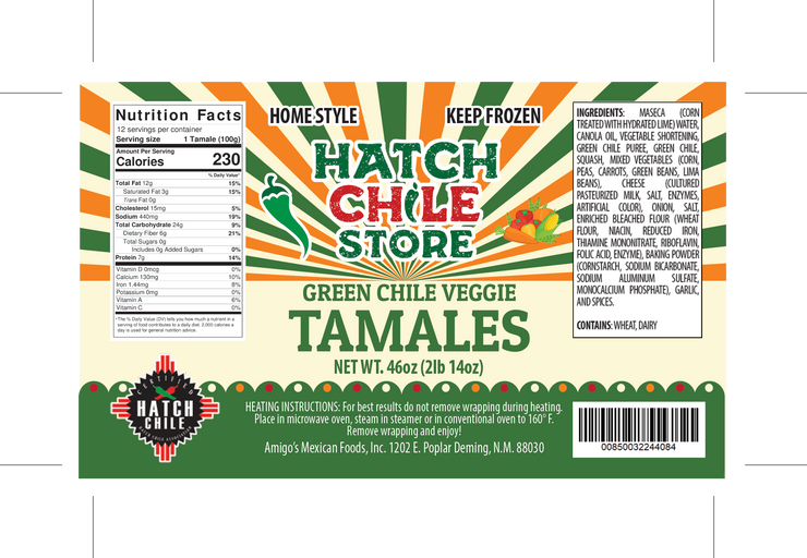 Hatch Green Chile Veggie Tamales