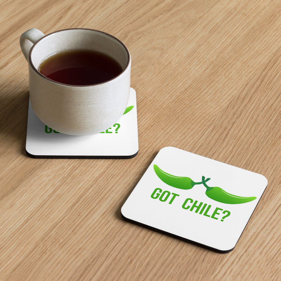 Got Chile Coaster — cork-back coaster, front view