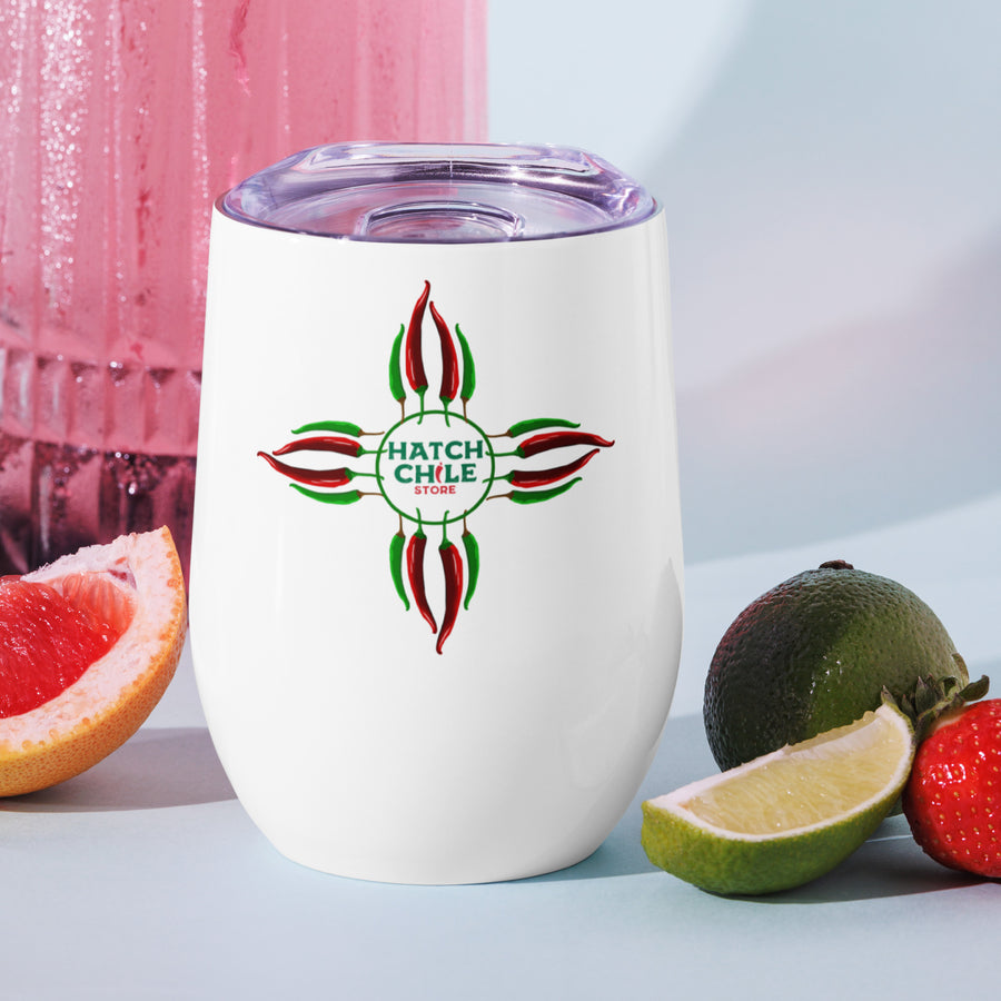 Chile Zia Wine Tumbler — wine tumbler in white, front view