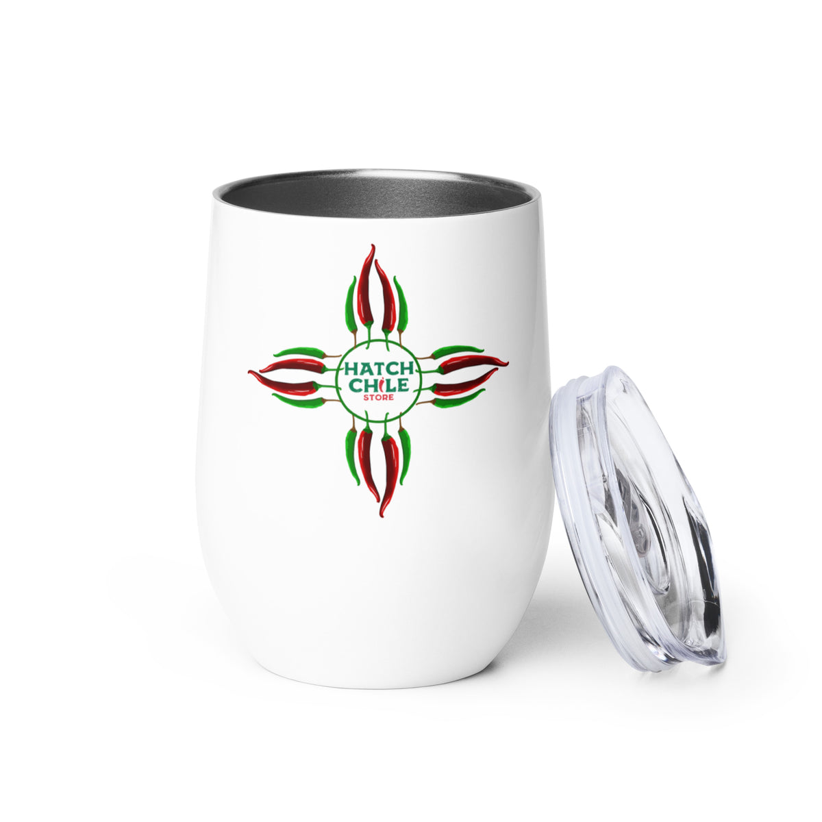 Chile Zia Wine Tumbler — wine tumbler in white, front view